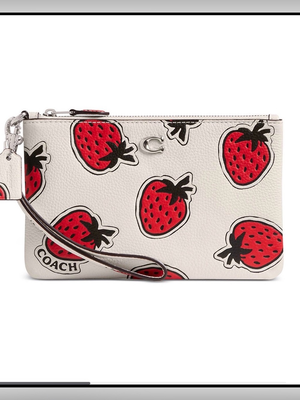 Coach Small Strawberry-Print Leather Wristlet